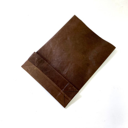 KAMIBUKURO（紙袋）L號 純正國產馬皮革 深棕色 第9張的照片