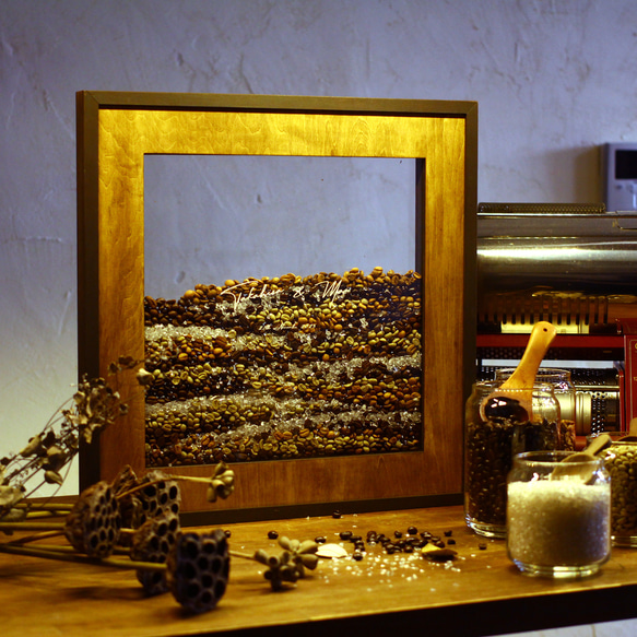 コーヒービーンズセレモニー　フレーム　結婚証明書 to and 生豆 浅煎り We