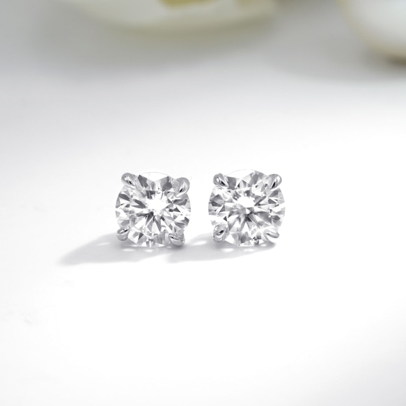 1ct×2四つ爪スダッドピアス（4週間発送） 6枚目の画像