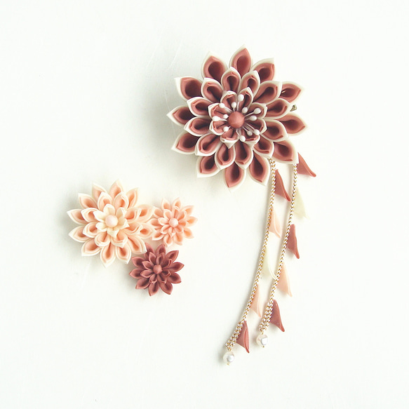 Set of hair ornaments/Flexible arrangement /coral 第1張的照片