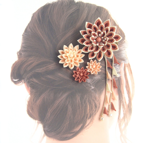 Set of hair ornaments/Flexible arrangement /coral 第3張的照片