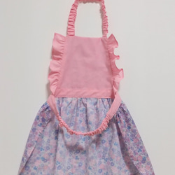 まこさま専用♡キッズエプロン♡花リボンパープル 3枚目の画像