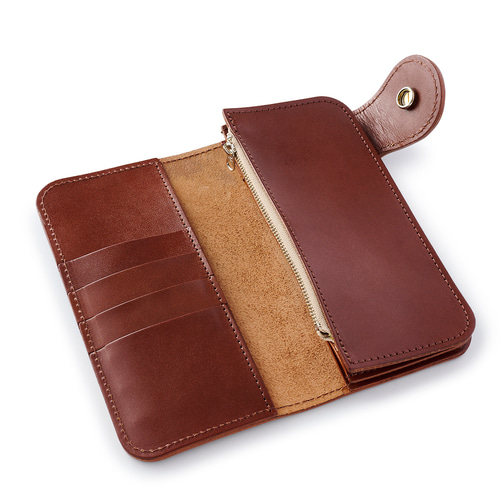 送料無料☆栃木レザー 長財布 本物イーグルコンチョ ブラウン 日本製