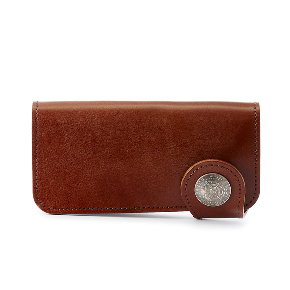 送料無料☆栃木レザー 長財布 本物イーグルコンチョ ブラウン 日本製