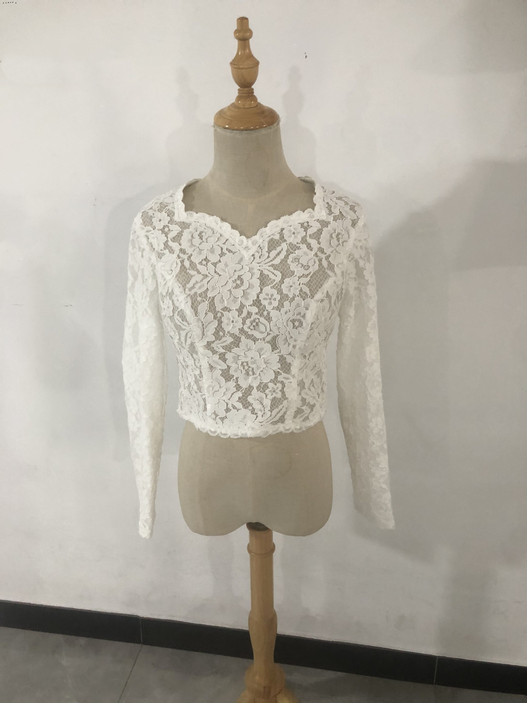 送料無料！ウエディングドレス ボレロ ハイネック 3D立体レース刺繍 花嫁...