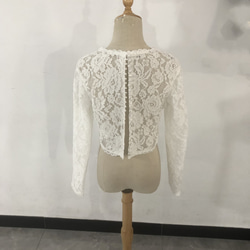 送料無料！ウエディングドレス ボレロ ハイネック 3D立体レース刺繍 花嫁... 3枚目の画像