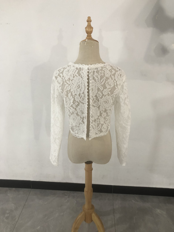 送料無料！ウエディングドレス ボレロ ハイネック 3D立体レース刺繍 花嫁... 3枚目の画像