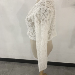 免運費！婚紗 Bolero 高領 3D 蕾絲刺繡新娘…… 第2張的照片