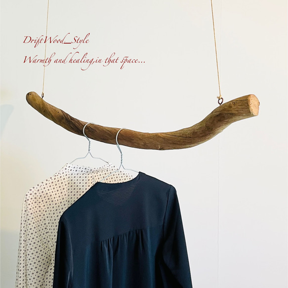 流木インテリア 曲線を描く太い蔦流木のハンガーラック 北欧 衣装掛け ハンギング 吊り下げ ハンガーポール 癒し 5枚目の画像