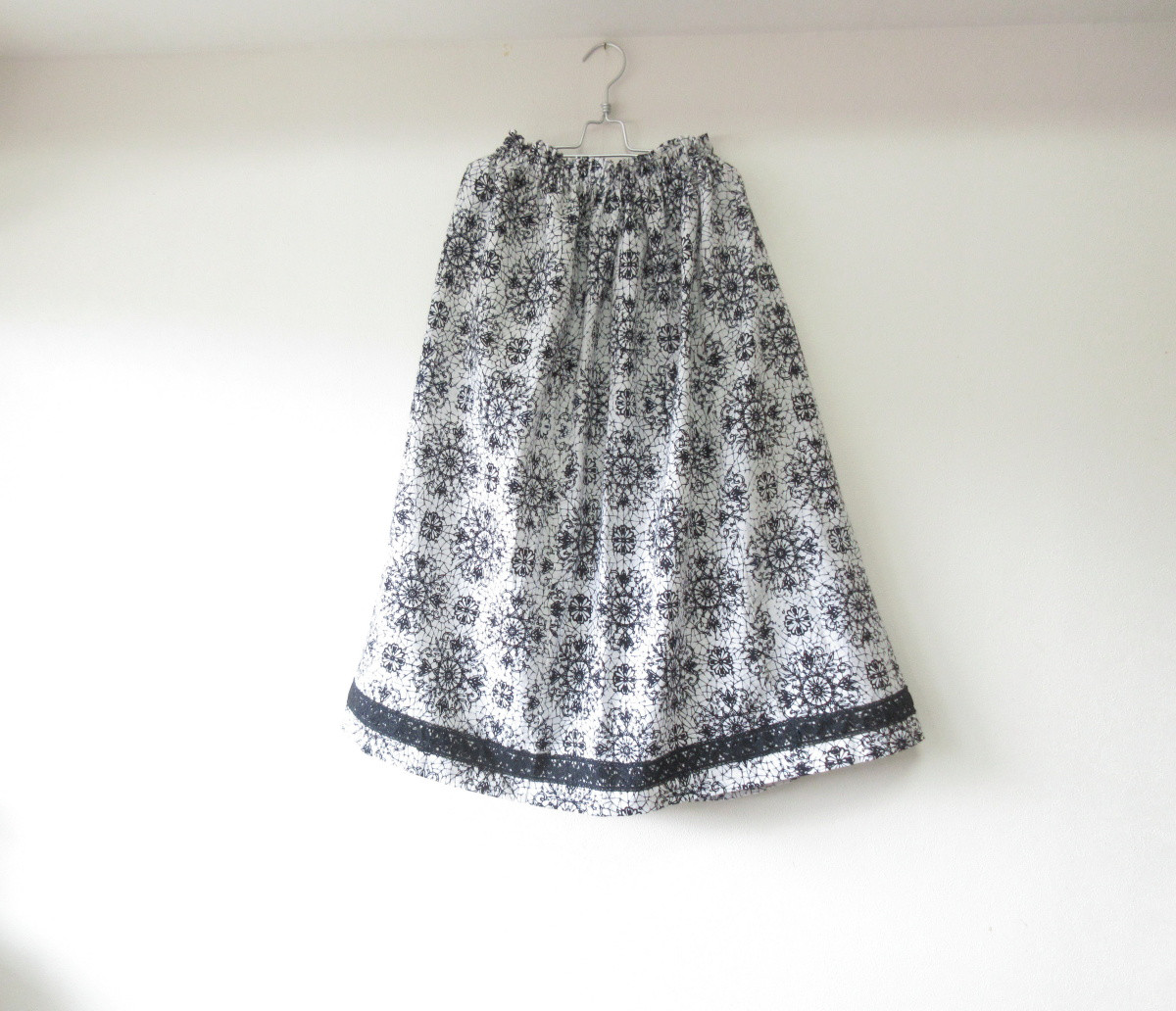 ☆浴衣ミディロングスカート☆黒レース付き♪/32ks41