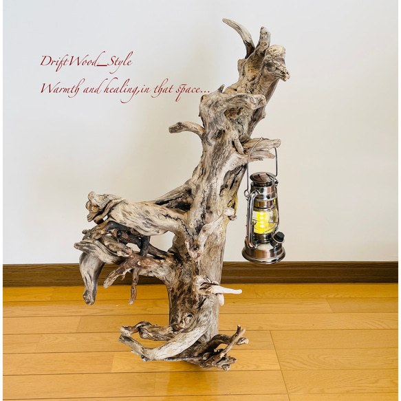 流木インテリア 圧巻の存在感と造形美の流木スタンド ランタンやエアプラントを飾れる置物 北欧 照明 木材 癒し 自然 8枚目の画像