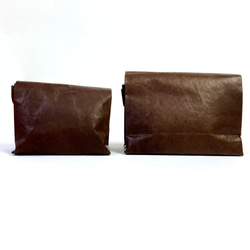KAMIBUKURO（紙袋）M號 純正國產馬皮革 深棕色 第12張的照片