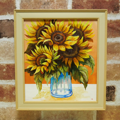 油絵 絵画【向日葵】 絵画 HR 通販 15953358｜Creema(クリーマ)