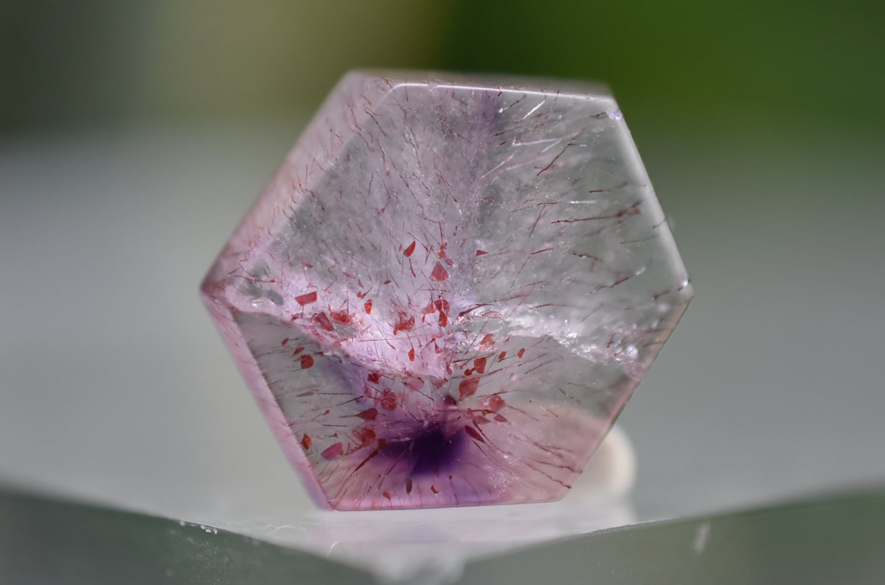 アメジスト六芒星 六芒星☆アメシスト入り☆レピドクロサイトインクォーツs839