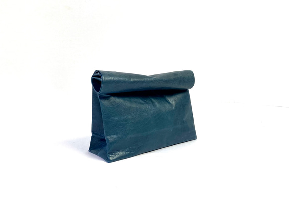 KAMIBUKURO(紙 袋) Lサイズ 国内本牛革製　ブルー 1枚目の画像