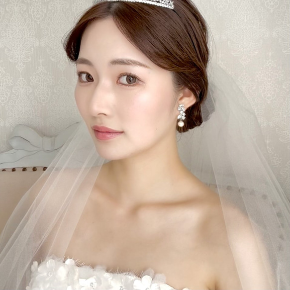 DN62_B　ウェディング　ブライダルネックレス　パール　ビジュー　シンプル 小枝　結婚式　挙式　前撮り　イヤリング 5枚目の画像