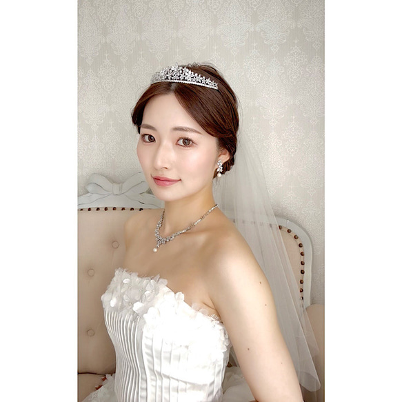 DN62_B　ウェディング　ブライダルネックレス　パール　ビジュー　シンプル 小枝　結婚式　挙式　前撮り　イヤリング 4枚目の画像