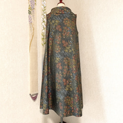 大島紬のロールカラーAラインワンピース　露涼し　着物リメイク 5枚目の画像