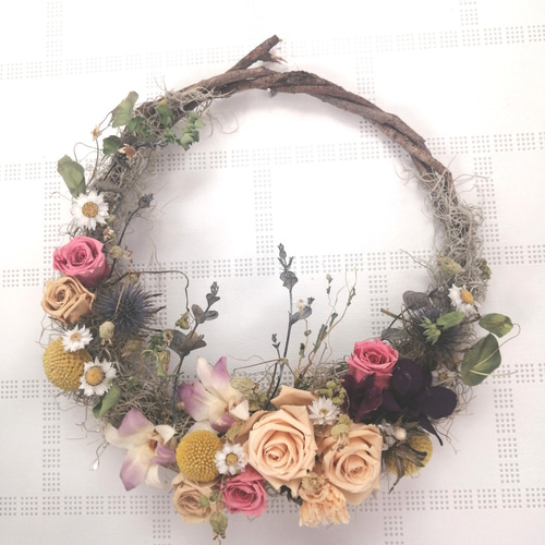 ナチュラルスタイル 28cm ドライフラワーリース ナチュラルスタイル 28cm ドライフラワーリース