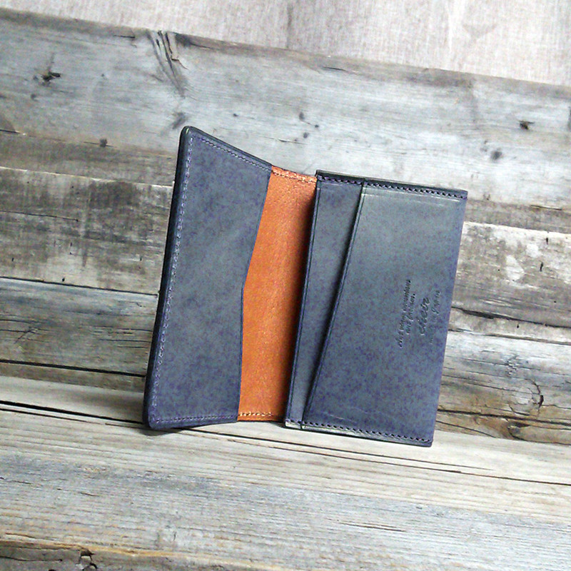 [名入可] 名刺入れ薄型 --- 国産牛革ロロマ [ブルー]