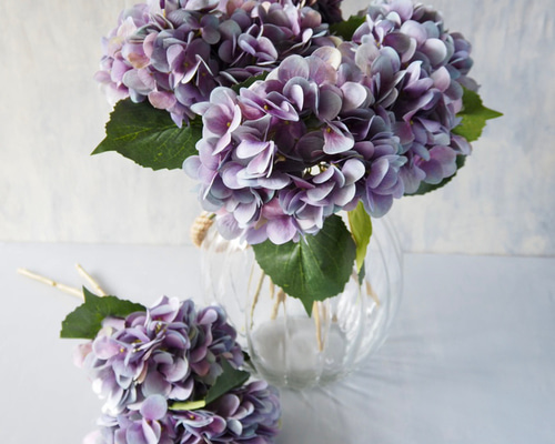 リアル造花】パープルグラデーション紫陽花【単品】1本売り アート