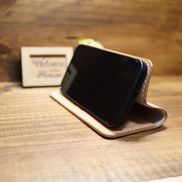 本革ヌメ革 レザー スマホケース 手帳型 iPhone Android 手帳型】本革スマホケース ヌメ革 レザー ナチュラル プレーン
