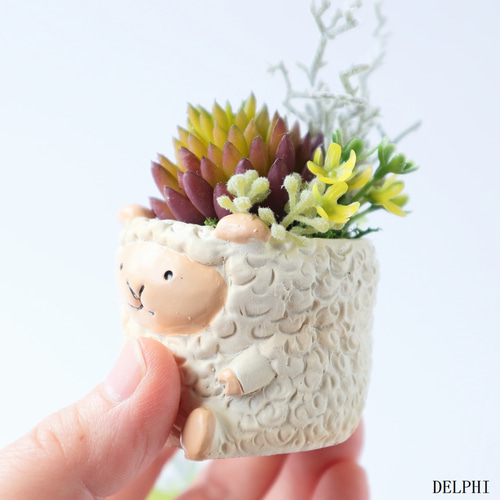 ヒツジの多肉植物ミニアレンジ（2個セット）【アーティフィシャル