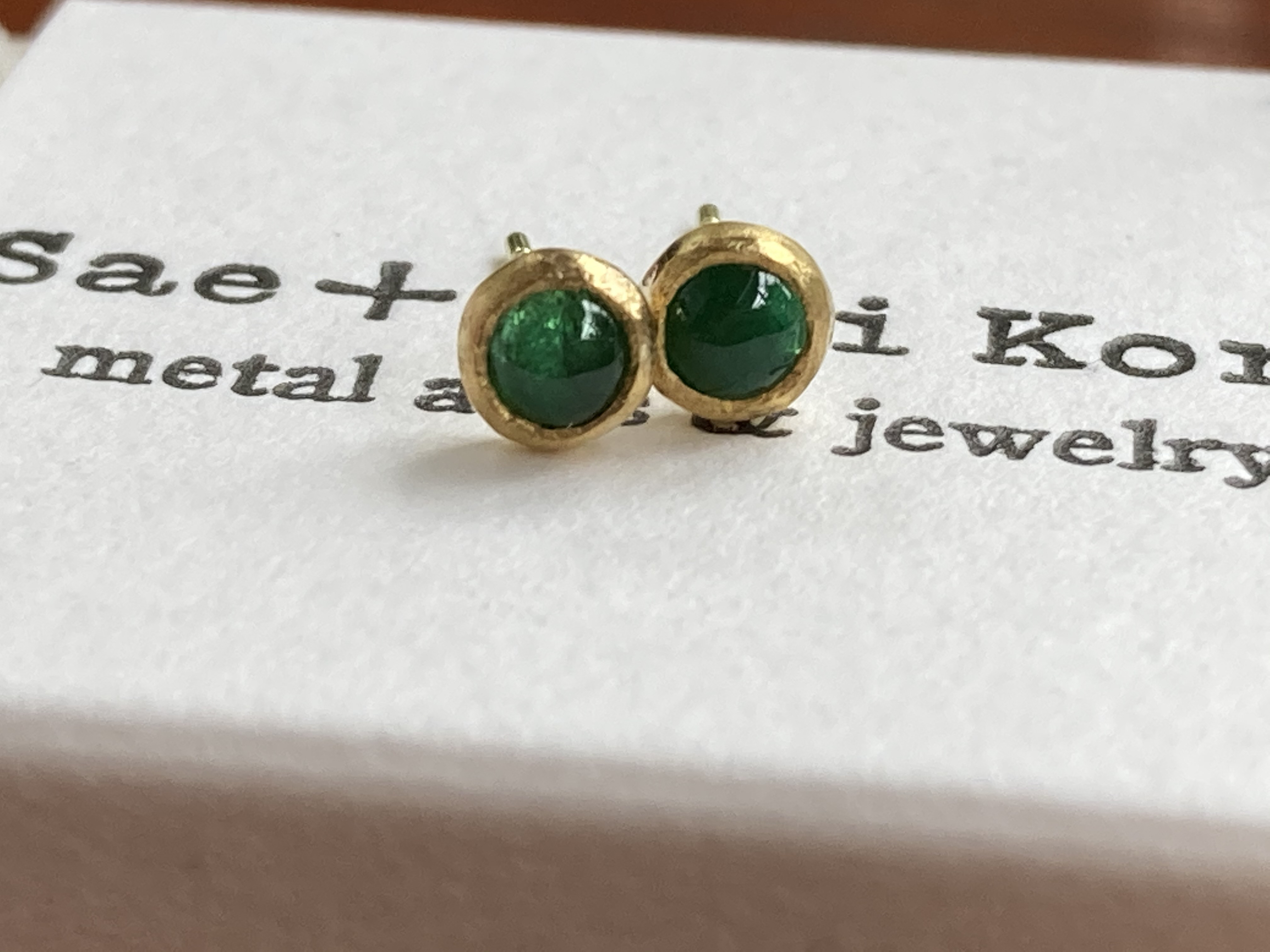 K24 Pure Gold+Emerald 天然エメラルド 3ｍｍ純金スタッドピアス