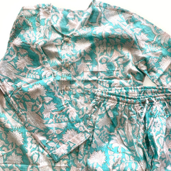 インド綿 ブロックプリント パジャマ(長袖) 2枚目の画像