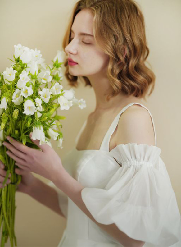 2 Way パフスリーブ　オーガンジー　ウェディングドレス　2次会　前撮り パフスリーブ　オーガンジー　ウェディングドレス　2次会　前撮り Way 2 L2276286121(17388円)