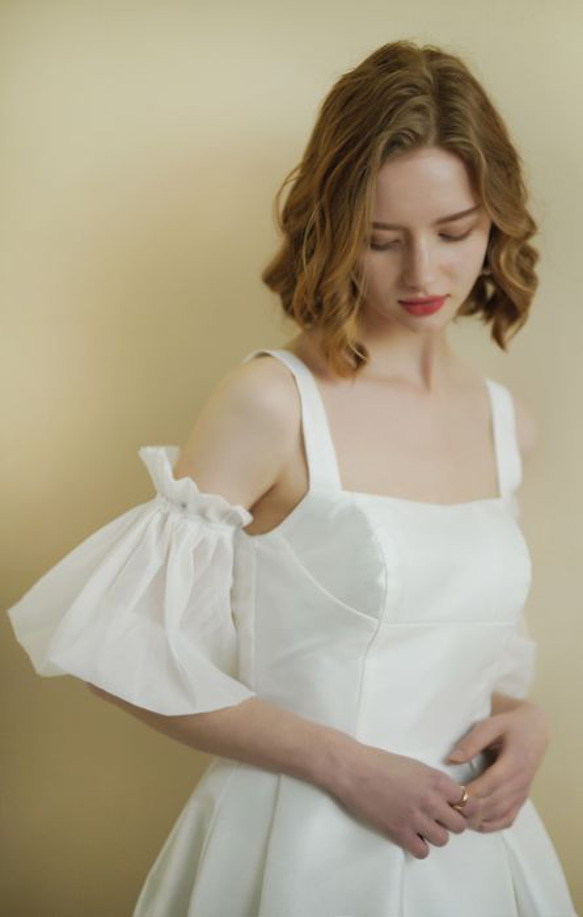 2 Way パフスリーブ　オーガンジー　ウェディングドレス　2次会　前撮り パフスリーブ　オーガンジー　ウェディングドレス　2次会　前撮り Way 2 L2276286121(17388円)