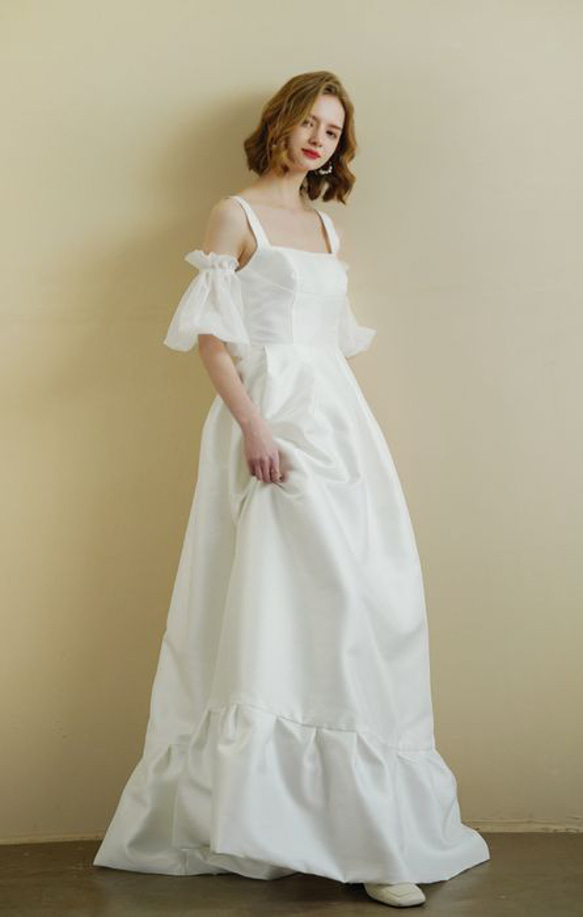 2 Way パフスリーブ　オーガンジー　ウェディングドレス　2次会　前撮り パフスリーブ　オーガンジー　ウェディングドレス　2次会　前撮り Way 2 L2276286121(17388円)