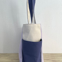 【Lサイズ】パープル系　8号倉敷帆布使用　肩掛けバッグ　akaneko 大きめバッグ　A4 トート　紫　トートバッグ 7枚目の画像