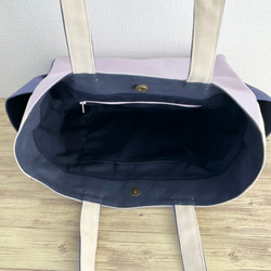 【Lサイズ】パープル系　8号倉敷帆布使用　肩掛けバッグ　akaneko 大きめバッグ　A4 トート　紫　トートバッグ 6枚目の画像