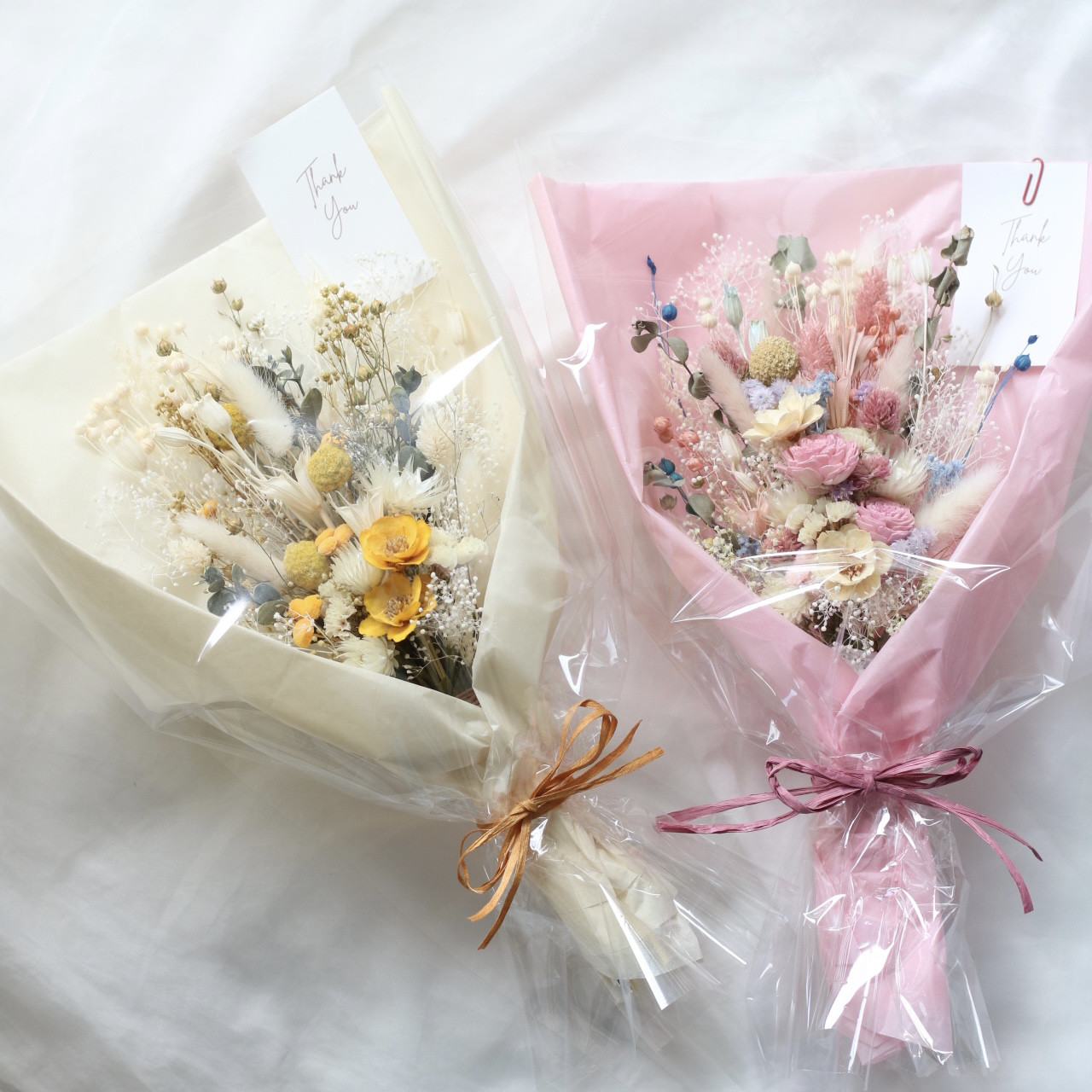 オーダーメイド２点set【ギフト用メッセージタグ付】花束にもなるドライフラワースワッグ＊記念日・結婚式・お祝い