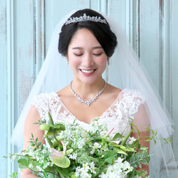 ビジュージルコニアティアラRT-09|花嫁 結婚式 ウエディング 挙式 シンプル 低い 髪飾り ヘッドドレス 上品 王道 2枚目の画像