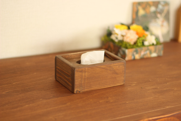ポケットティッシュケース　卓上　（オークカラー） 1枚目の画像