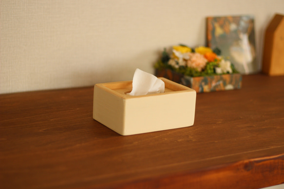 ポケットティッシュケース 卓上 （ナチュラルカラー×ホワイト
