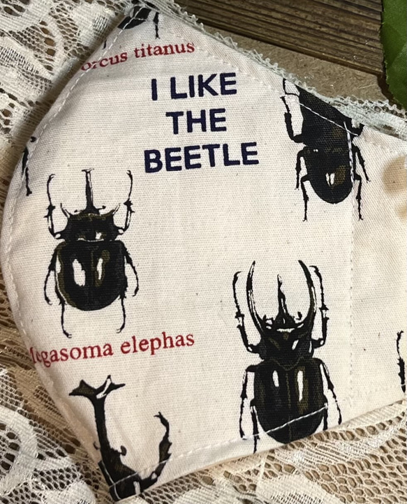 【1枚限定】I LIKE BEETLE‼️(柄物⑥-95)　このマスク販売します！　SSサイズ・裏地 2枚目の画像