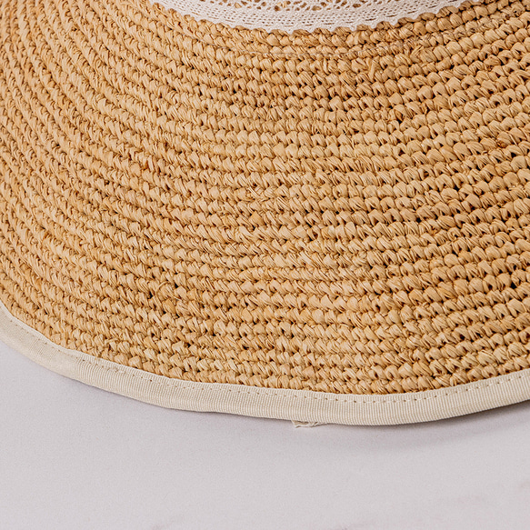 春夏 折りたたみ 収納しやすい 手編み ラフィア レースストラップ 大きい 庇 帽子 アウトドア ビーチ 旅行 日焼け防 4枚目の画像