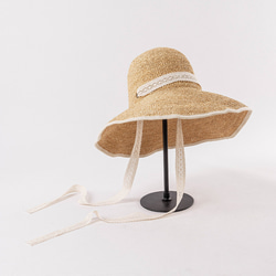 春夏 折りたたみ 収納しやすい 手編み ラフィア レースストラップ 大きい 庇 帽子 アウトドア ビーチ 旅行 日焼け防 9枚目の画像