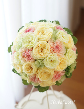 【オーダーメイド＊ウェディングブーケ】PB-155　ラウンドブーケ　イエロー　披露宴　結婚式