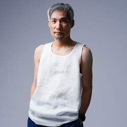[wafu] 亞麻背心 追求舒適的你不能回頭 敏感肌膚 男士亞麻背心 / 白色 p016e-wh 第8張的照片