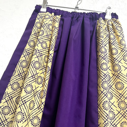 インド綿パッチワーク切り替えスカート パープル×太陽 5枚目の画像