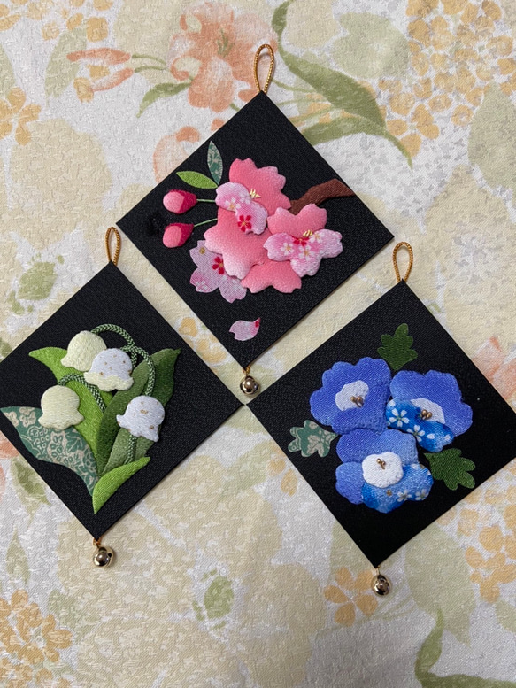 送料無料 押絵 春の3連花 その他インテリア雑貨 おたんこなす 通販