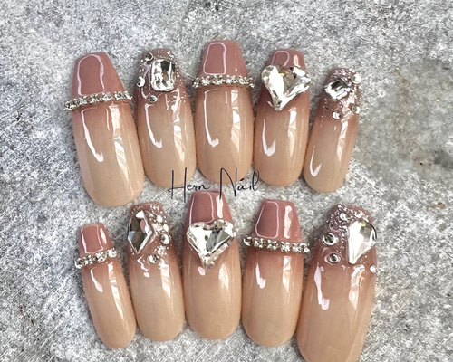 チップ種類、カラー変更可能》ブラウングラデワンホンネイルチップ