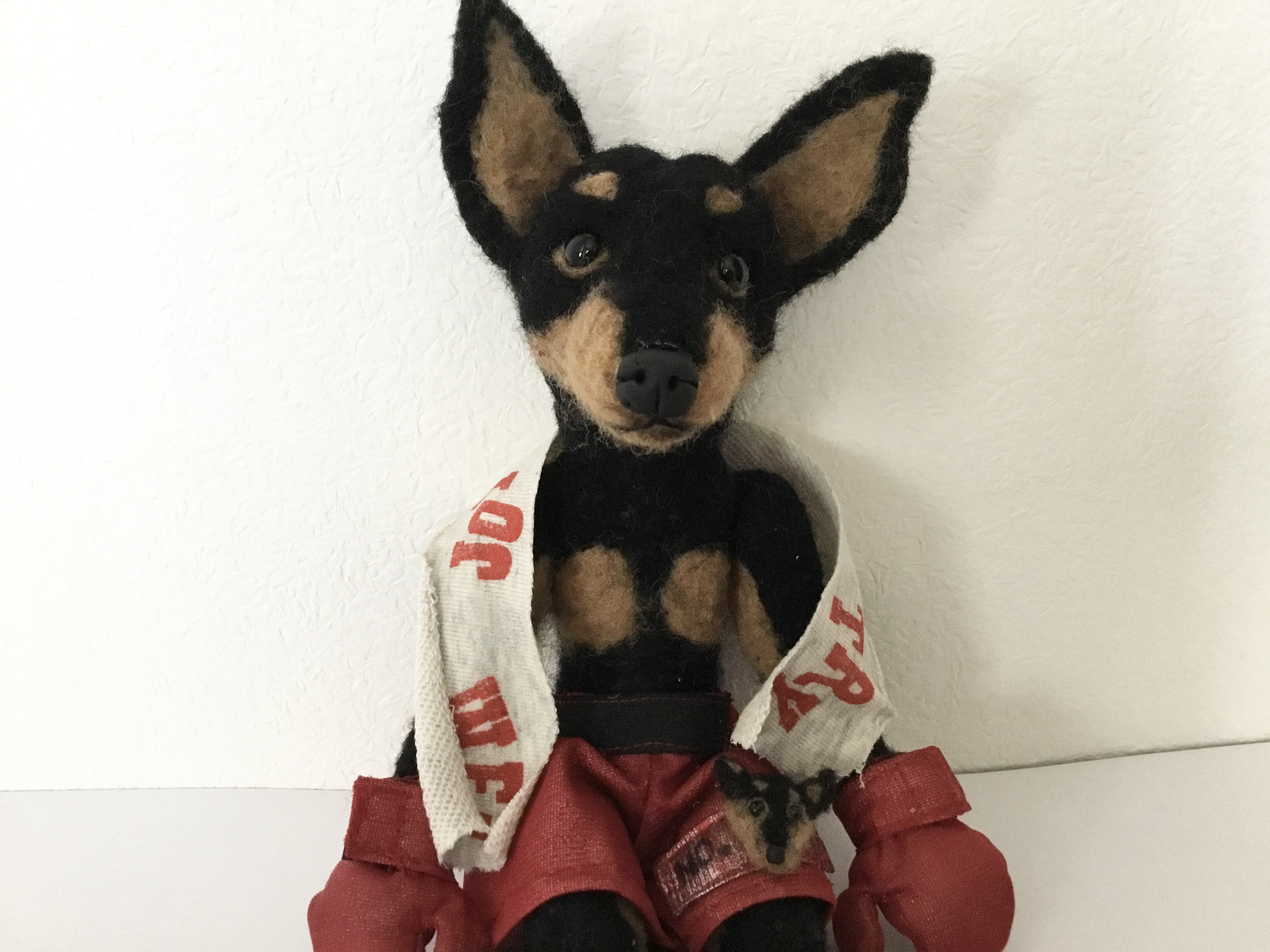 おしごとDog  ボクサーのドーベルマン　羊毛フェルト　ギフト