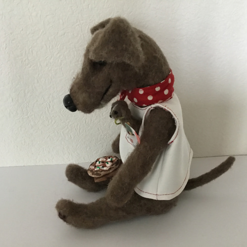 おしごとDog ピザ職人のイタリアングレーハウンド 羊毛フェルト おしごとDog ピザ職人のイタリアングレーハウンド 羊毛フェルト