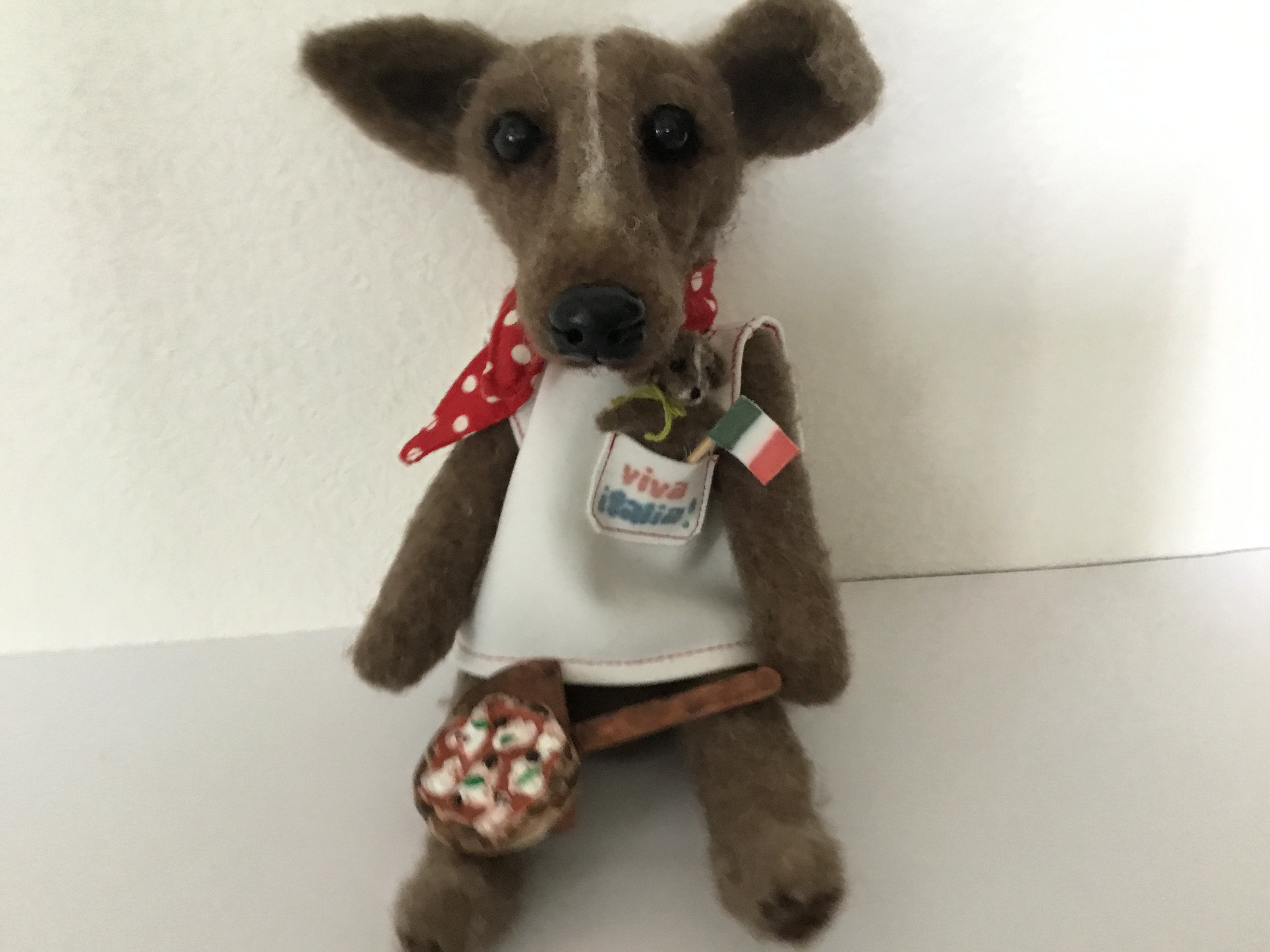 おしごとDog  ピザ職人のイタリアングレーハウンド　羊毛フェルト　ぬいぐるみ　ギフト