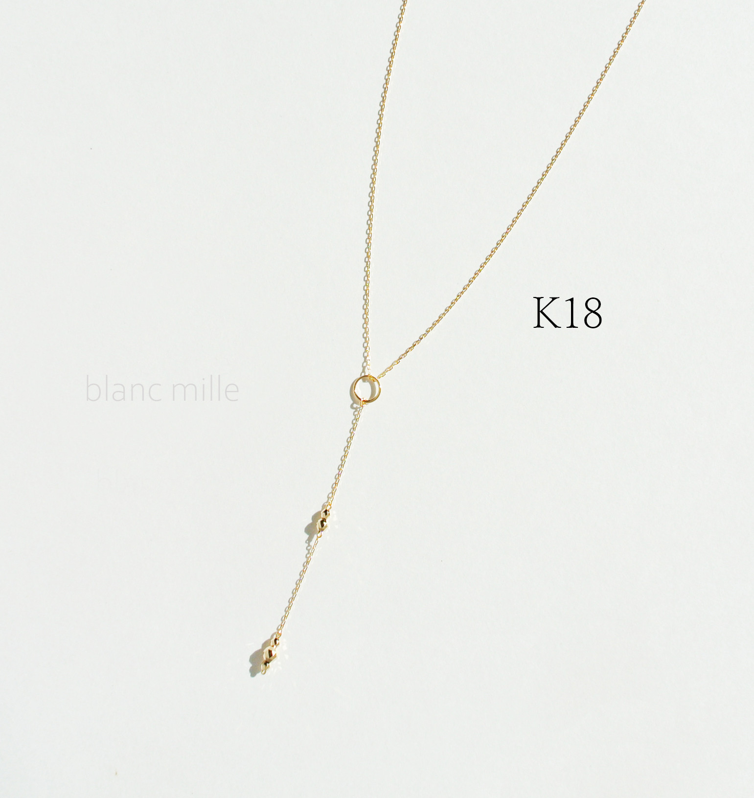 No.n-0.7la-b○*K18ビーズ2WAYネックレス○*18金無垢　長さオーダー○*18k ラリエットネックレス
